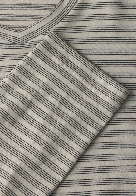 Gestreept shirt met lange mouwen granite beige