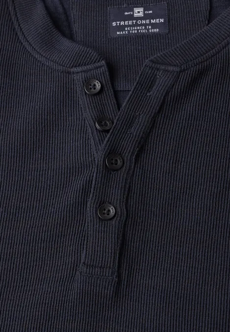 Henley shirt in een gemêleerde look night blue