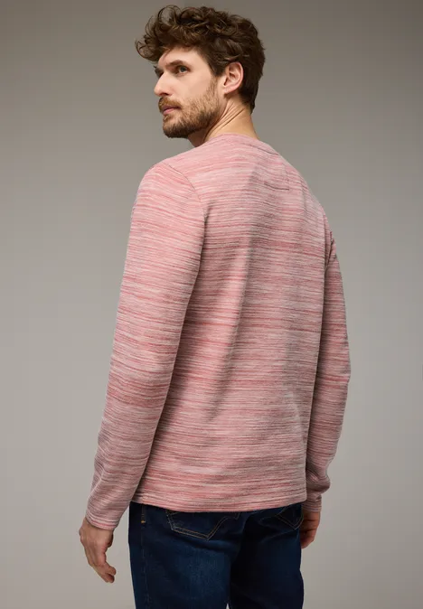 Henley shirt in een gemêleerde look faded red
