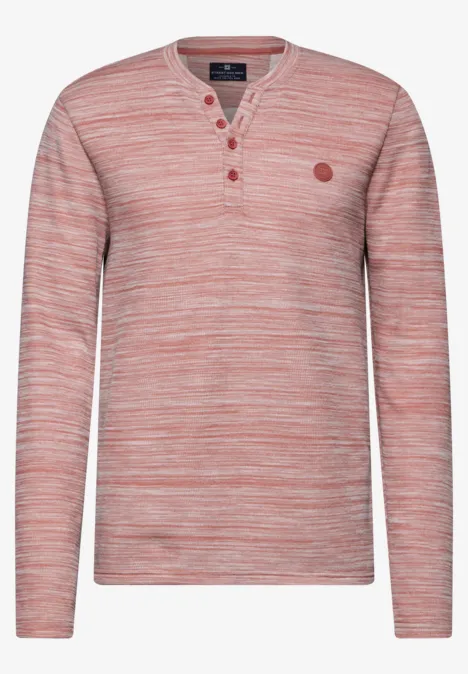 Henley shirt in een gemêleerde look faded red