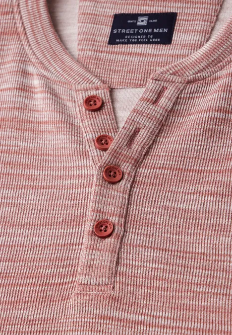Henley shirt in een gemêleerde look faded red