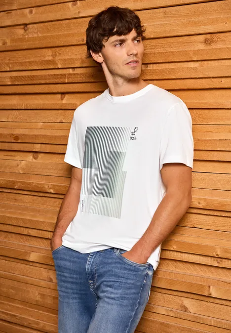T-Shirt mit Streifen-Print bright white T-Shirt mit Streifen-Print bright white