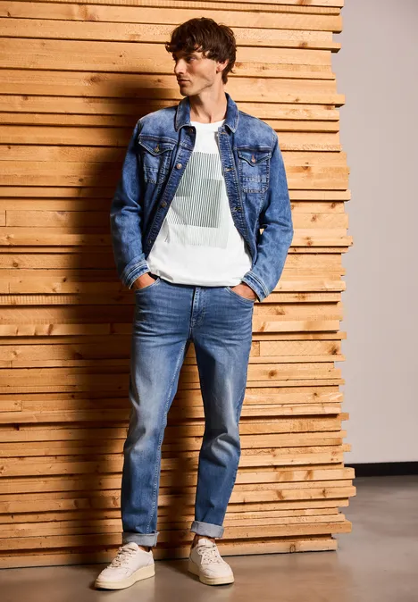T-shirt met streepprint bright white