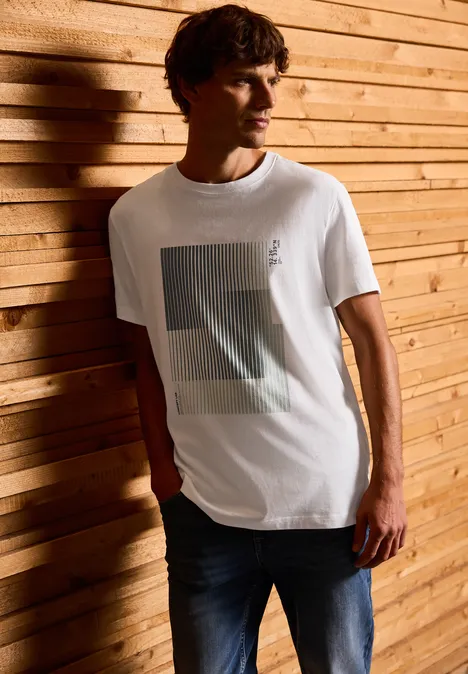 T-shirt met streepprint bright white