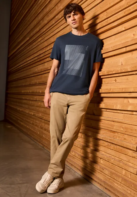 Shirt met streepjesprint bold blue