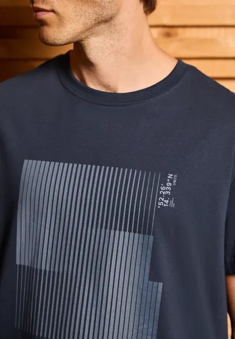 Shirt met streepjesprint bold blue