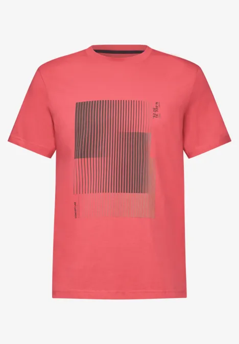 T-shirt met streepprint bleached red