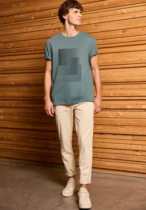 T-shirt met streepprint silver green