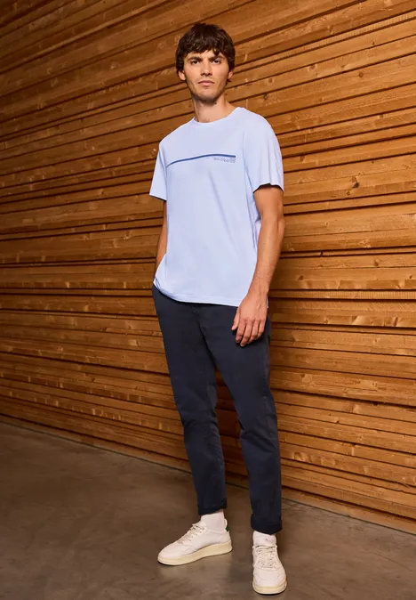 T-shirt met streepmotief soft blue