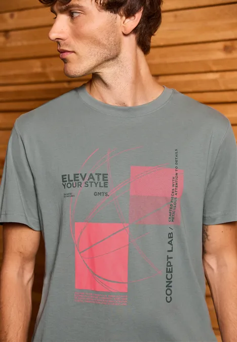 T-shirt met grafische print silver green