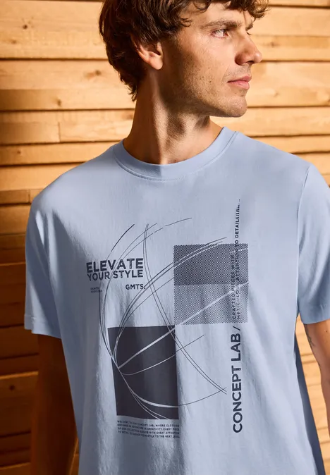 T-Shirt mit grafischem Print soft blue