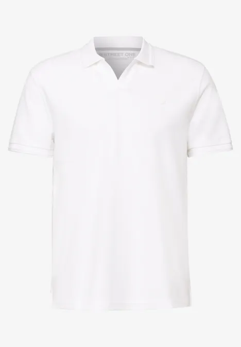 Poloshirt mit offenem Kragen bright white