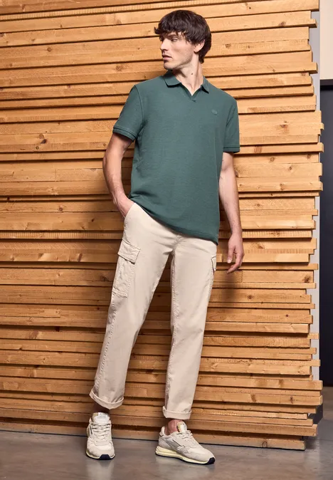 Poloshirt mit offenem Kragen teal green Poloshirt mit offenem Kragen teal green