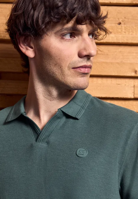 Poloshirt mit offenem Kragen teal green Poloshirt mit offenem Kragen teal green