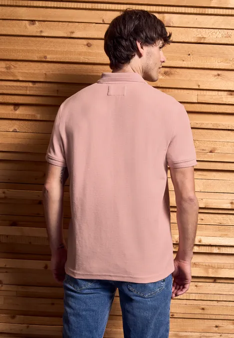 Poloshirt met open kraag pastel peach