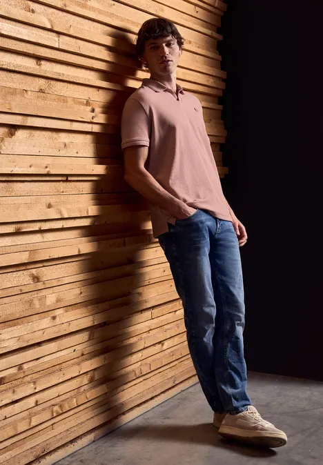 Poloshirt met open kraag pastel peach