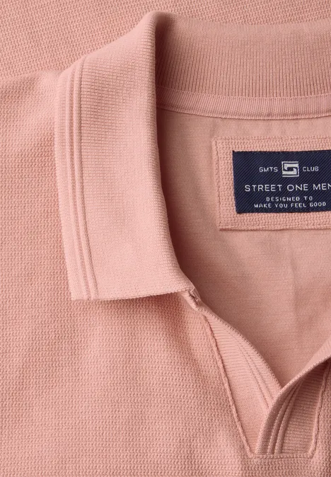 Poloshirt met open kraag pastel peach