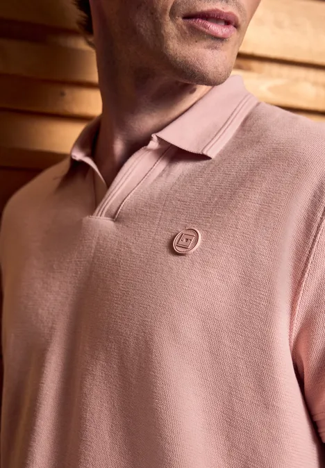 Poloshirt met open kraag pastel peach