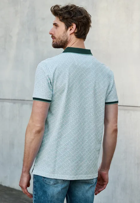 Bedrukte piquée polo bright white