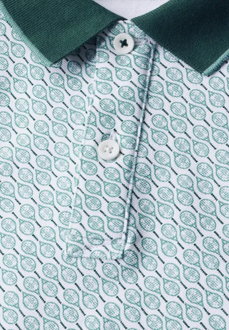 Bedrukte piquée polo bright white