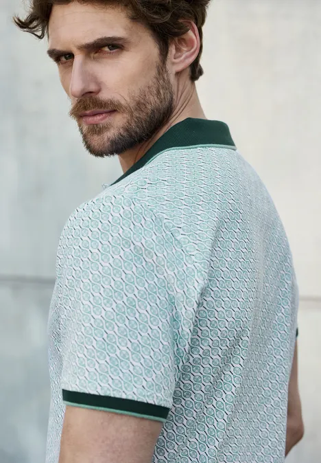 Bedrukte piquée polo bright white