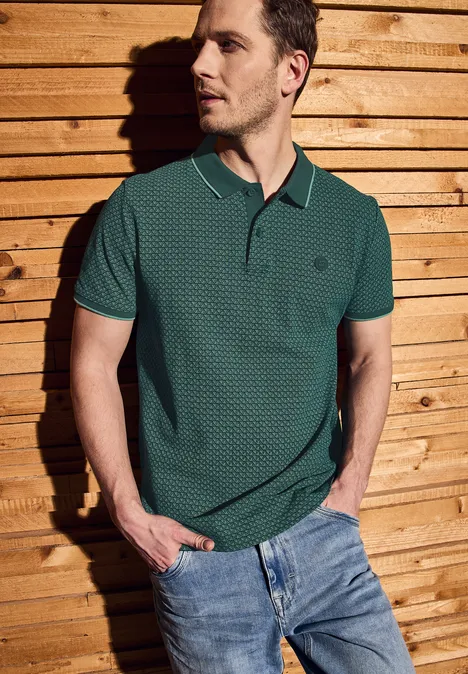 Polo piqué imprimé endless green