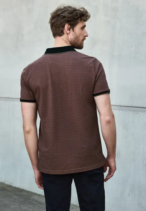 Bedrukte piquée polo clay brown