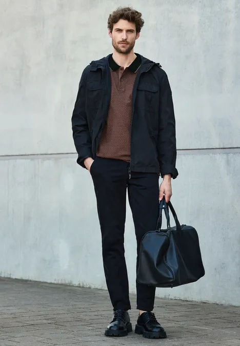 Bedrukte piquée polo clay brown