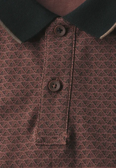 Bedrukte piquée polo clay brown