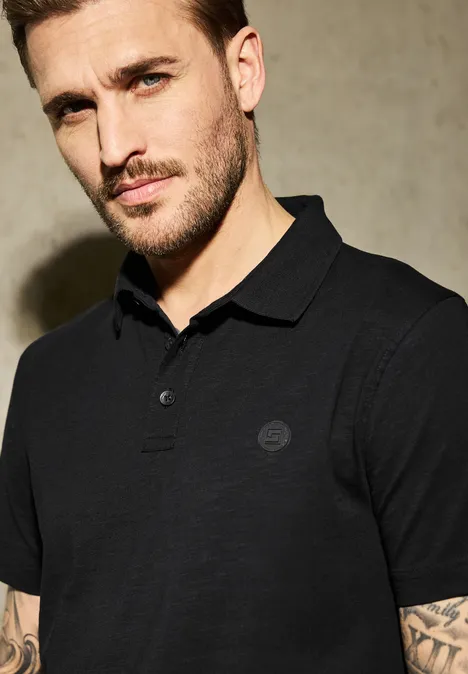 Jersey poloshirt Black