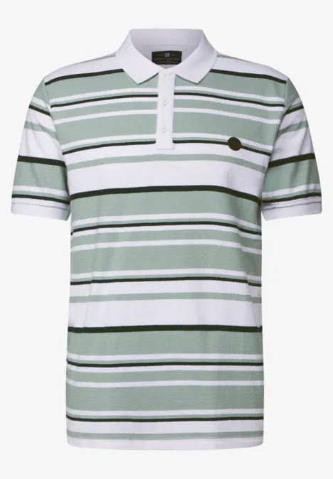 Strickstruktur Poloshirt bright white