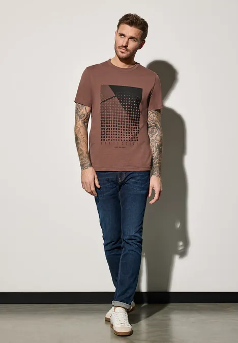 Shirt met print clay brown