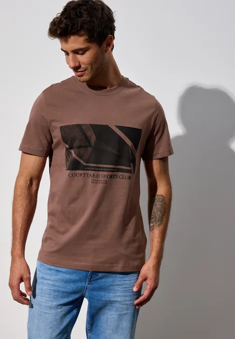 Shirt met print clay brown