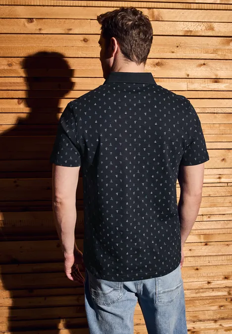 Poloshirt met patroon dark ink blue