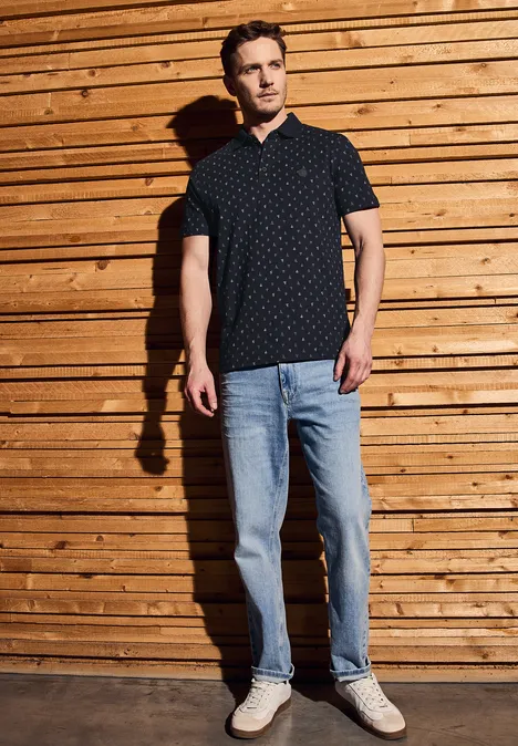 Poloshirt met patroon dark ink blue