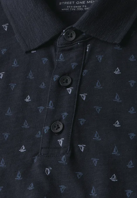 Poloshirt met patroon dark ink blue