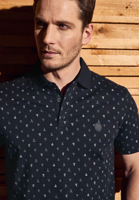 Poloshirt met patroon dark ink blue