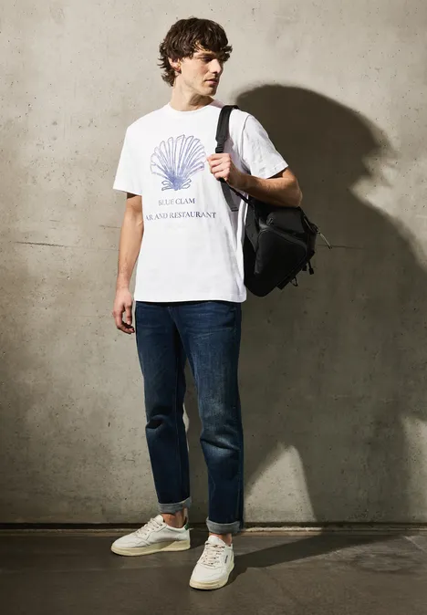 Shirt met schelpenprint bright white