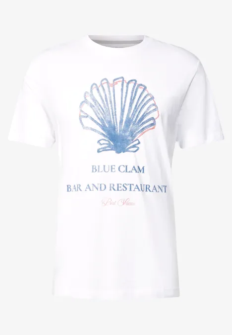 Shirt met schelpenprint bright white