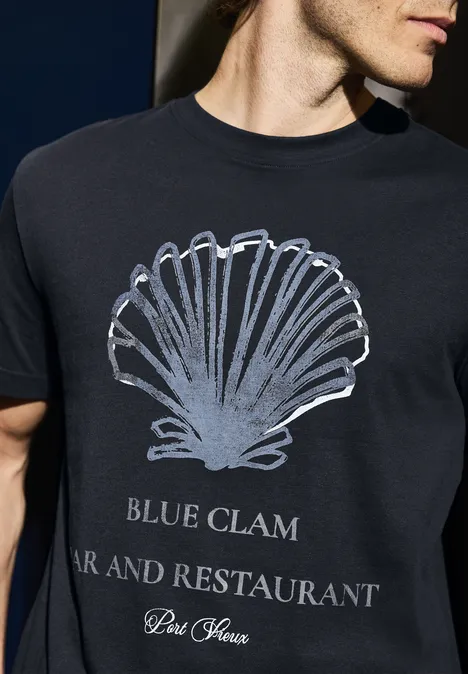 Shirt met schelpenprint dark ink blue