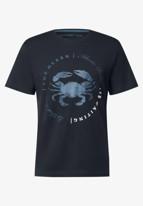 Shirt met krabbenprint dark ink blue