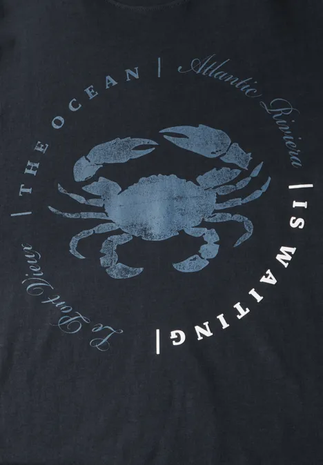 Shirt met krabbenprint dark ink blue