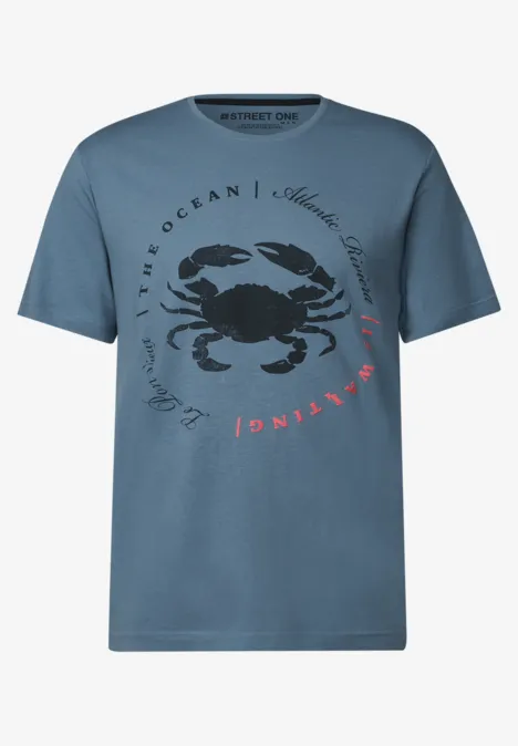 Shirt met krabbenprint ocean blue