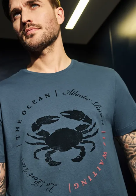 Shirt met krabbenprint ocean blue