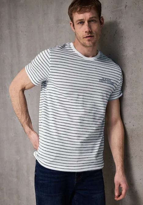 Shirt met gestructureerde strepen bright white