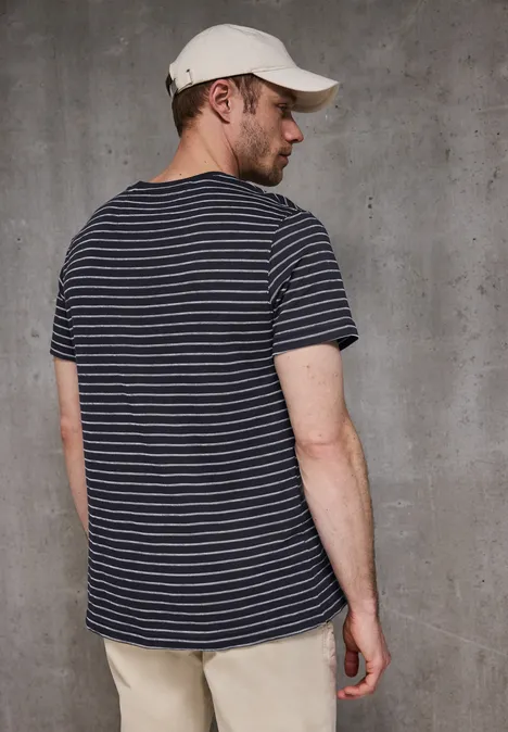Shirt met structuurstrepen dark ink blue