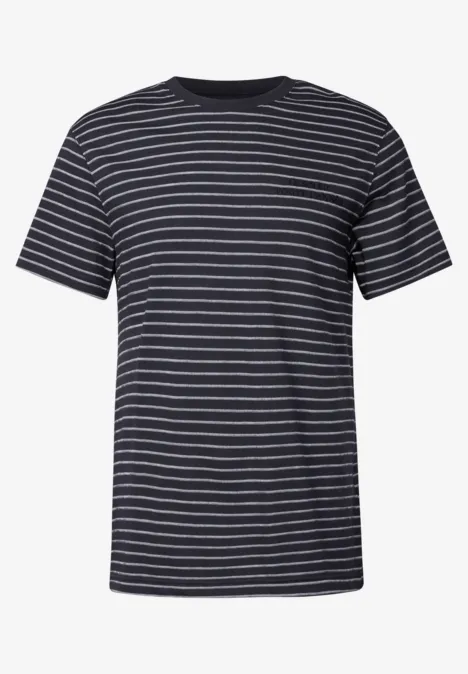 Shirt met structuurstrepen dark ink blue
