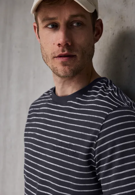 Shirt met structuurstrepen dark ink blue