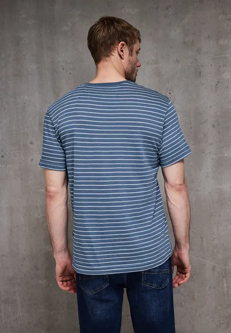 Shirt met gestructureerde strepen ocean blue