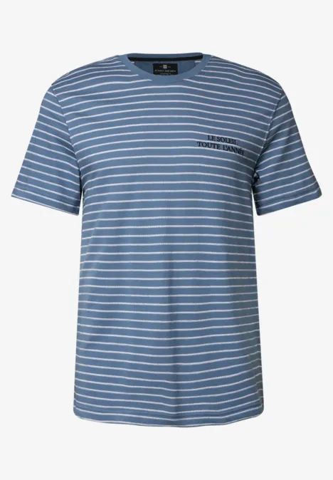 Shirt met gestructureerde strepen ocean blue
